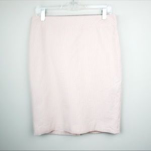 Ann Taylor Seersucker Pencil Skirt Pink White Stripe